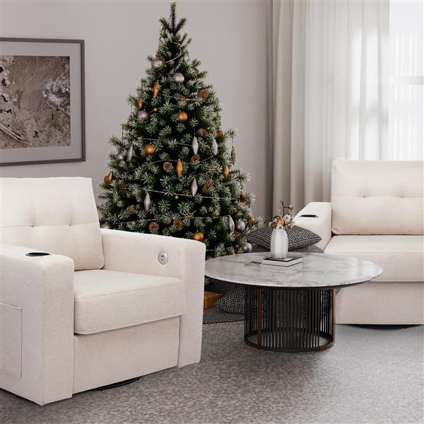 Modern Swivel Accent Sofa Chair, Ernomic Casual 90 Degree Swivel Single Sofa Seat with Drink Holder Living Room Chair ,Soft Egyptian Velvet Sofa Chair (White)