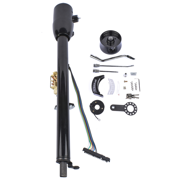 32" Black Stainless Automatic Tilt Steering Column Shift with Key, Adapter