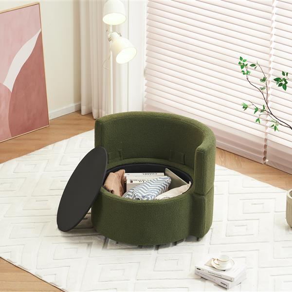 Fabric Swivel And Storage Chair With Back Cushion For Living Room,Green