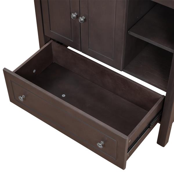 [VIDEO] 30" Bathroom Vanity with Sink, Bathroom Storage Cabinet with Doors and Drawers, Solid Wood Frame, Ceramic Sink, Brown