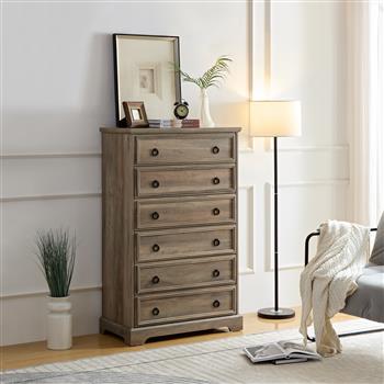 Modern 6 Drawer Dresser, Dressers for Bedroom, Tall Chest of Drawers Closet Organizers & Storage Clothes - Easy Pull Handle, Textured Borders Living Room, Hallway,L 29.53\\'\\'*W15.75\\'\\'*H48.03\\'\\'