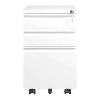 3 Drawer Mobile File Cabinet with Lock,Metal Filing Cabinets for Home Office Organizer Letters/Legal/A4,Fully Assembled,White