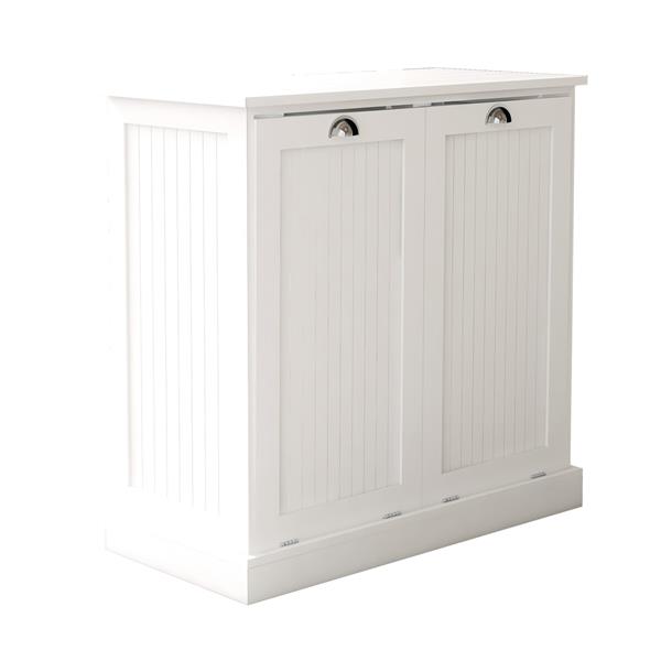 Two-Compartment Tilt-Out Laundry Sorter Cabinet-White