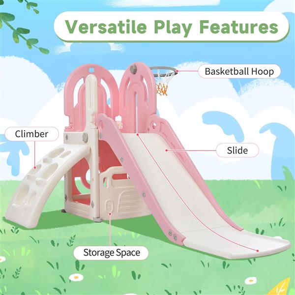 Toddler Climber and Slide Set 4 in 1, Kids Playground Climber  Slide Playset with Basketball Hoop Play Combination for Babies Indoor & Outdoor