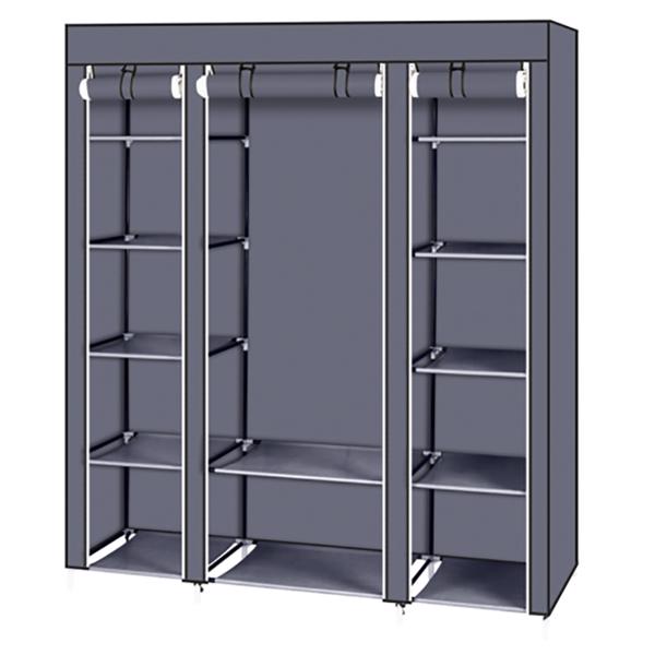 Fabric Canvas Wardrobe Clothes Storage Cupboard Hanging Rail Shelving Practical