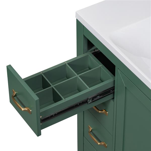 36" Bathroom Vanity with Sink Combo, Six Drawers, Multi-Functional Drawer Divider, Adjustable Shelf, Green