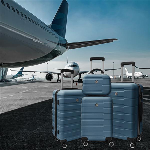 4 Piece Hard Shell Luggage Set,Carry on Suitcase with Spinner Wheels,Family Luggage Set,Dark Blue(12/20/24/28in)