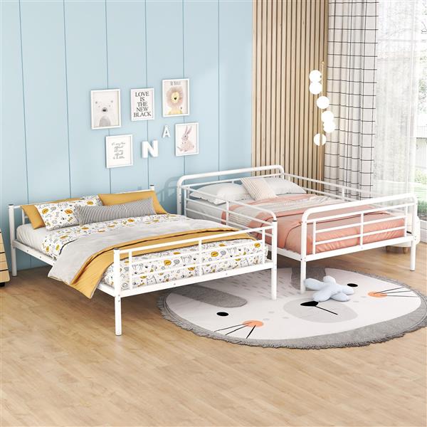 Full XL Over Queen Metal Bunk Bed, White