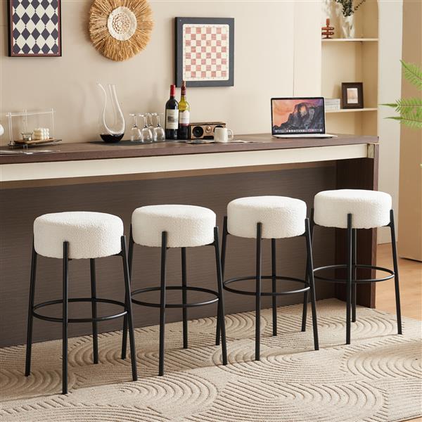 30" Tall, Round High Bar Stools, Set of 2 - Contemporary upholstered dining stools for kitchens, coffee shops and bar stores - Includes sturdy hardware support legs