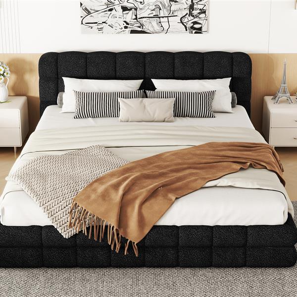 Queen Size Upholstered Platform Bed, Black