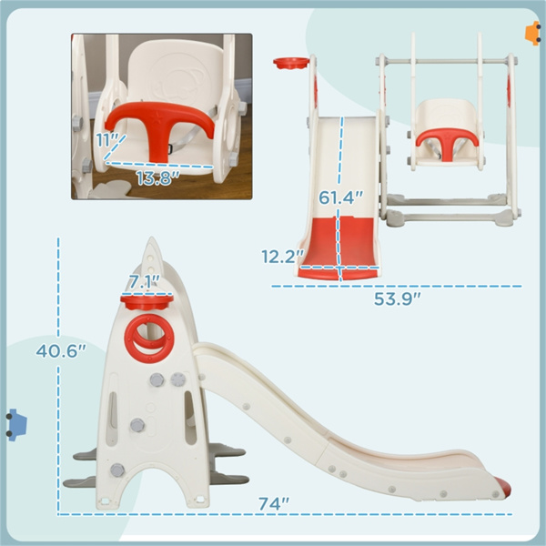  Kids Swing and Slide Set 