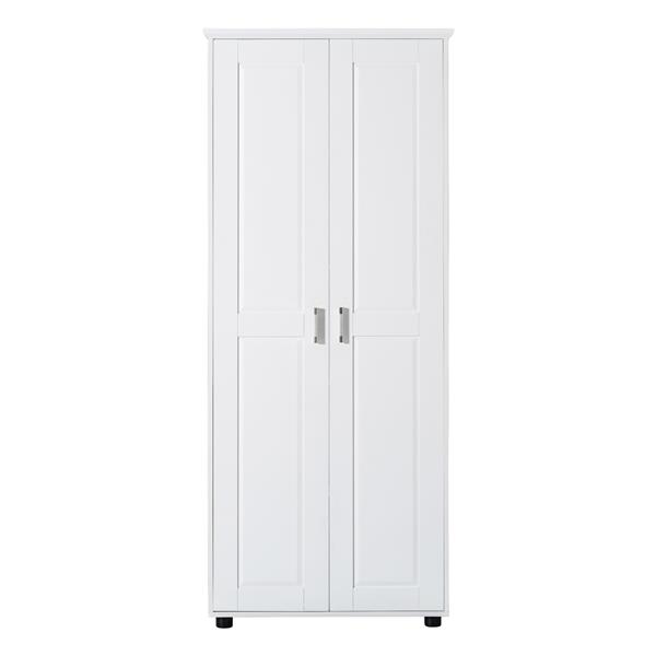 Storage Cabinet with Two Doors for Bathroom, Office, Adjustable Shelf, MDF Board, White