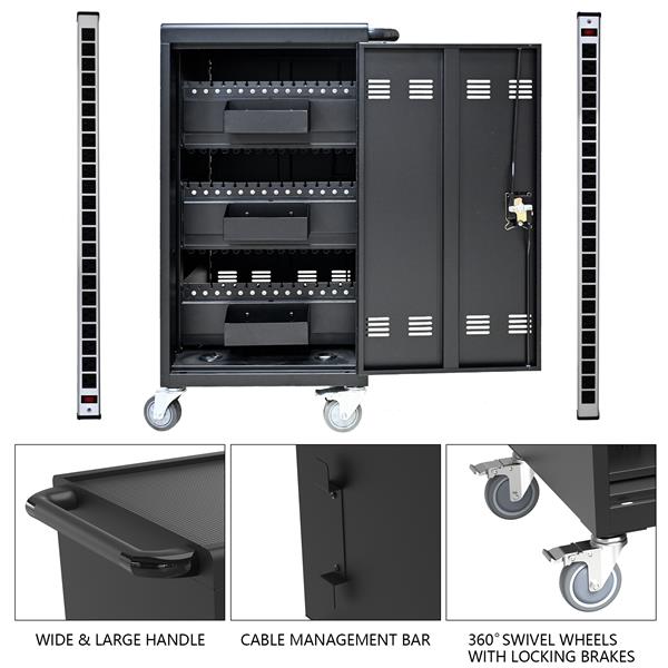 Mobile Charging Cart and Cabinet for Tablets Laptops 45-Device