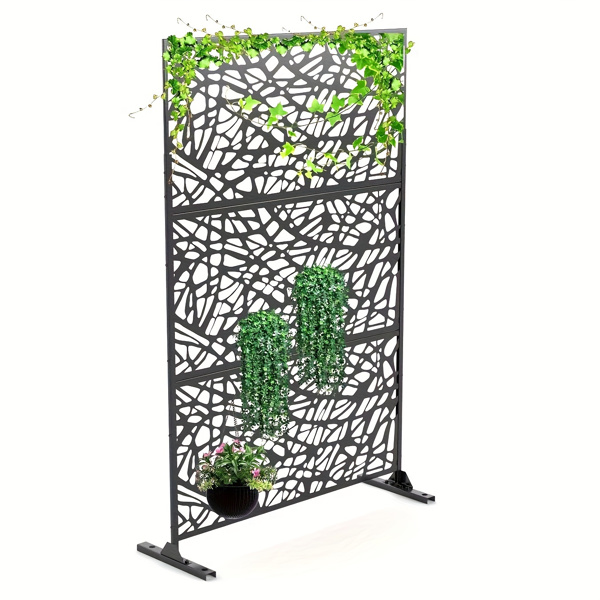 1pc Metal Privacy Screens and Panels with Free Standing, Freestanding Outdoor Indoor Privacy Screen, Decorative Privacy Screen for Balcony Patio Garden