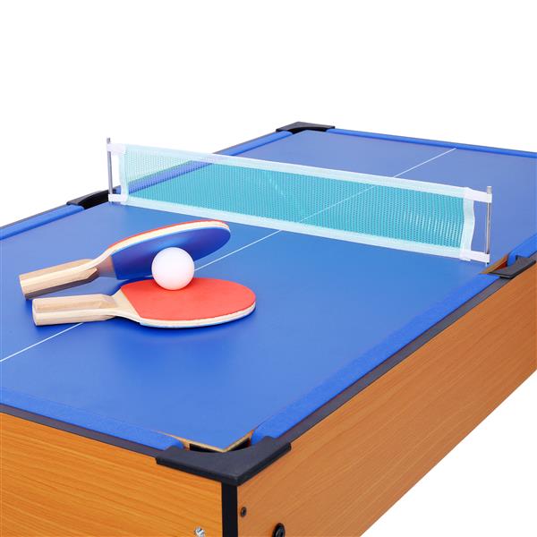 5-in-1 Multi-Game Table - Billiards, Push Hockey, Foosball, Ping Pong, and Basketball  brown /blue