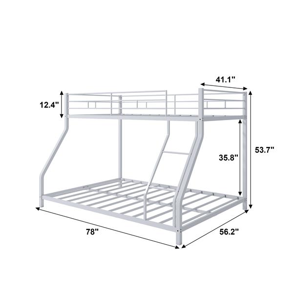 Twin Over Twin Metal Bunk Bed with Trundle Heavy Duty Twin Size Metal Bunk Beds Frame with 2 Side Ladders Convertible Bunkbed with Safety Guard Rails,No