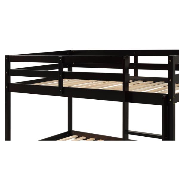 Twin over Twin Floor Bunk Bed,Espresso