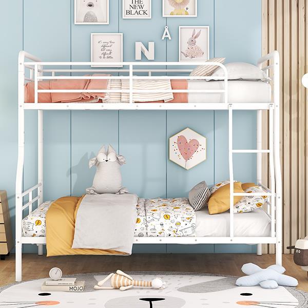 Full XL Over Queen Metal Bunk Bed, White