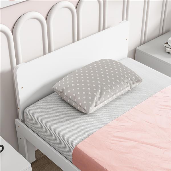 Twin Bed with Footboard Bench ,White