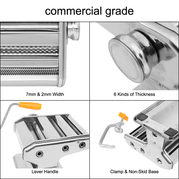 Dual-blade Multifunctional Manual Hand-cranking Operation Stainless Steel Noodle Making Machine Silv