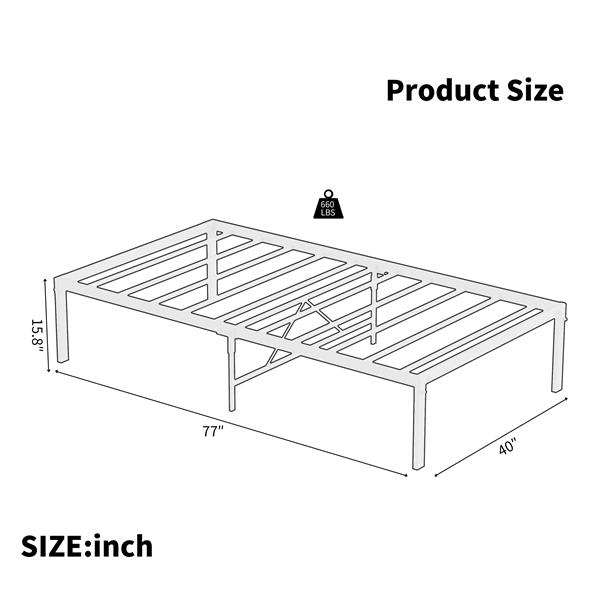 Metal Platform Bed frame ,Sturdy Metal Frame, No Box Spring Needed(Twin)