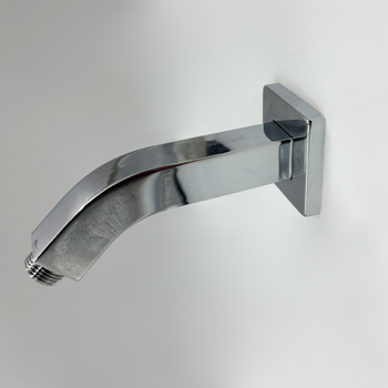 Square Shower Arm with Flange, 1/2 NPT Tapered Threads, Rain Shower Head Arm, Wall Mount Shower Extension Arm 