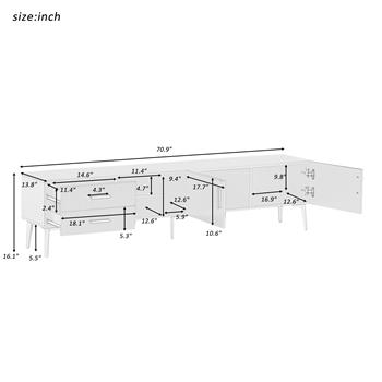 Modern TV Stand with 5 Champagne legs - Durable, stylish, spacious, versatile storage TVS up to 77\\" (Black)