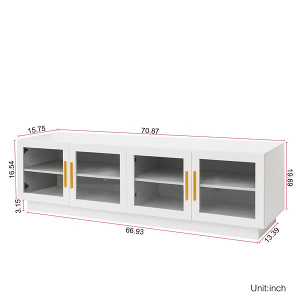 70.87" TV Stand , Modern TV Cabinet & Entertainment Center with Shelves, Wood Storage Cabinet for Living Room or Bedroom