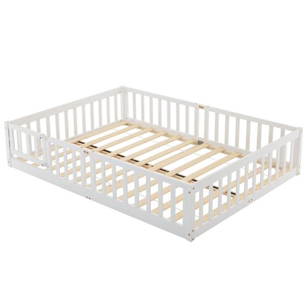 Fence Bed With Door With Board White Painted Pine Queen Children's Bed