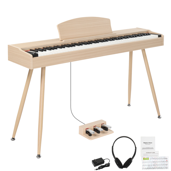 【Do Not Sell on Amazon】GDP-203 88 Key Standard Full Weighted Keyboards Digital Piano with Metal Stand, Power Adapter, Triple Pedals, Headphone, for All Experience Levels Natural Technology Wood