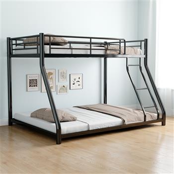 Metal Twin over Full Bunk Bed/ Heavy-duty Sturdy Metal/ Noise Reduced/ Safety Guardrail/ CPC Certified/ No Box Spring Needed,Black