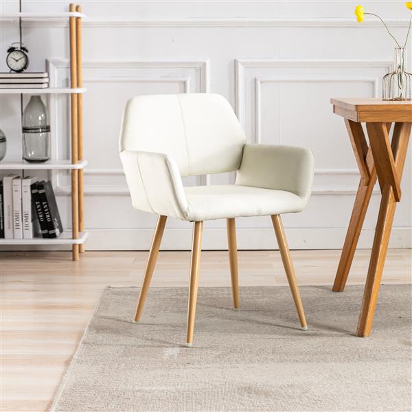 Hengming Small Modern Living Dining Room Chairs Fabric Mid-Century Upholstered Side Seat Club Guest with Metal Legs Legs (Beige)1pcs/ctn.