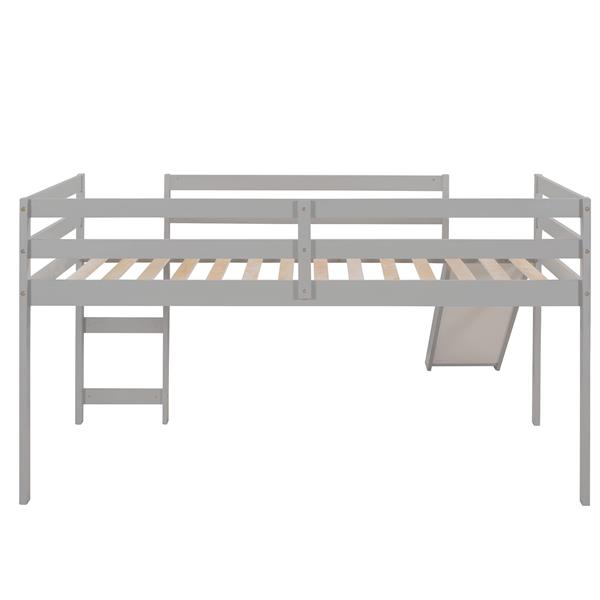 Loft Bed with Slide, Multifunctional Design, Twin (Gray)