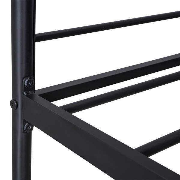 Full Size Metal House Bed with Trundle, Black