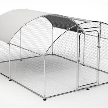 Metal Large Chicken Coop Walk-in Poultry Cage Large Chicken Run Arc Shaped Cage with Waterproof Anti-UltravioletCover, 1.00\\" Diameter Tube (9.8\\' L x 13.1\\' W x 6.4\\' H)