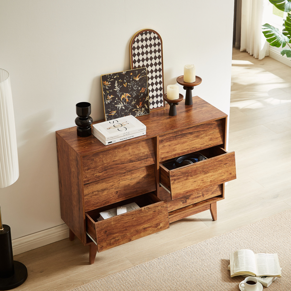 6 Drawer Double Dresser Features Vintage-style and Bevel Design