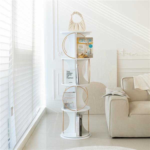 Display Shelf,4 Tier Floor Standing Organizer,Modern Style,360°Rotation,Stable and Solid,Holds Books and Displays,Suitable for Living Room and Bedroom