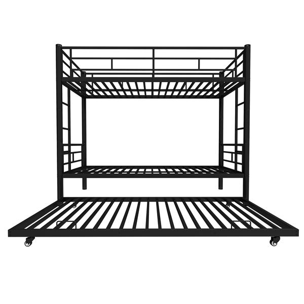 Heavy-duty Sturdy Meta Twin over Twin Bunk Bed/l/ Noise Reduced/ Safety Guardrail/No Box Spring Needed,Black