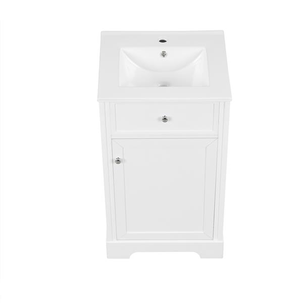 20" Bathroom Vanity with Sink, Bathroom Cabinet with Soft Closing Door, Storage Rack and Adjustable Shelve, White