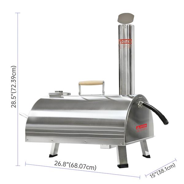 Pizza Oven Outdoor 12" Automatic Rotatable Pizza Ovens Portable Stainless Steel Wood Fired Pizza Oven Pizza Maker with Built-in Thermometer Pizza Cutter Carry Bag