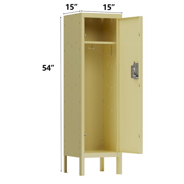 1 Door Tall Single Metal Locker-Retro Style Storage Cabinet--Industrial Furniture--For Living Room/Bedroom/Storage Room/Gym/School--Yellow