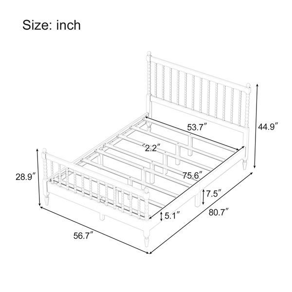 Full Size Wood Platform Bed with Gourd Shaped Headboard and Footboard, Pink