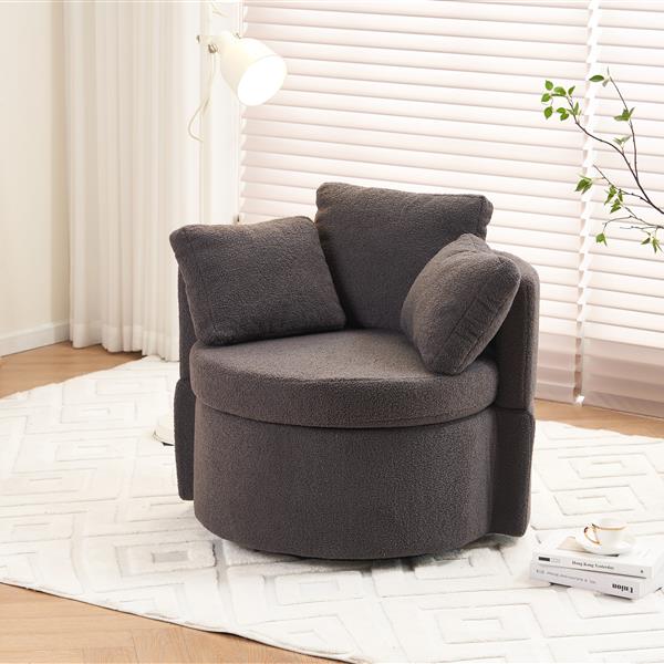 Fabric Swivel And Storage Chair With Back Cushion For Living Room,Dark Gray