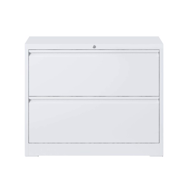 Lateral File Cabinet 2 Drawer, White Filing Cabinet with Lock, Lockable File Cabinet for Home Office, Locking Metal File Cabinet for Legal/Letter/A4/F4 Size