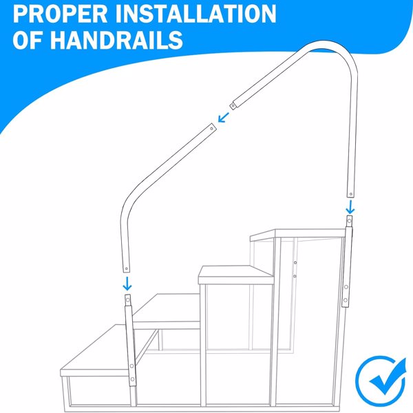 RV Step Stool, 4 Step Ladder, Hot Tub Steps with Handrail, Portable Pool Ladder, 660Lbs Heavy Duty Ladder Shelf Outdoor Mobile Home Stairs for Camper/Porch/SPA Pool/Pet Stairs