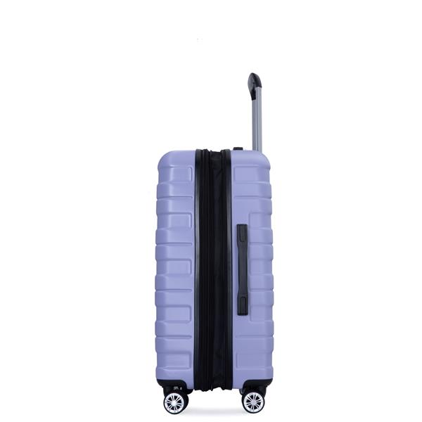 3 Piece Luggage Sets PC Lightweight & Durable Expandable Suitcase with Two Hooks, Double Spinner Wheels, TSA Lock, (21/25/29) Light Purple