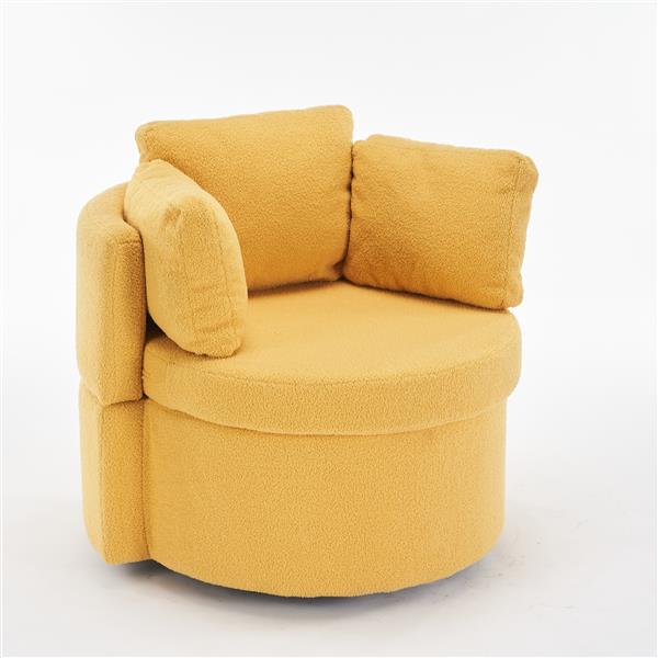 Fabric Swivel And Storage Chair With Back Cushion For Living Room,Yellow