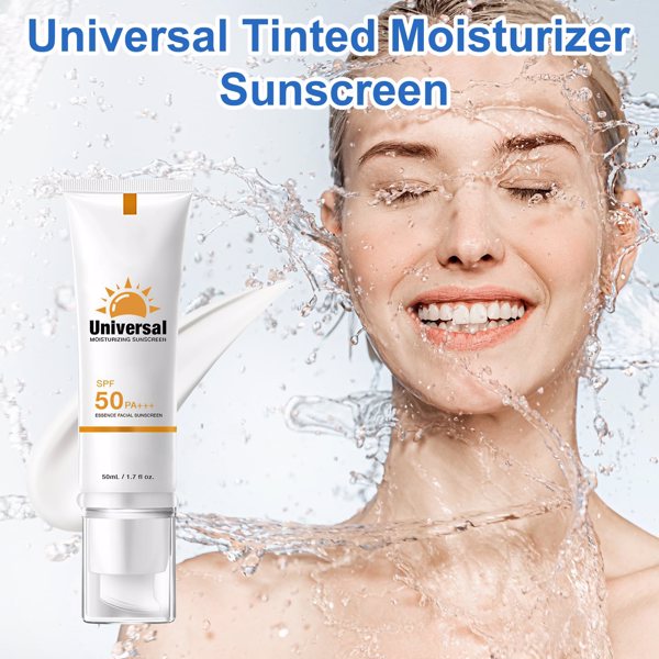 Sunscreen for Face, Universal Protector Solar SPF 50, Protector Solar Con Color, Hydrating Sun Essence Face Sunscreen, No Sticky Waterproof （No Delivery in Weekend）