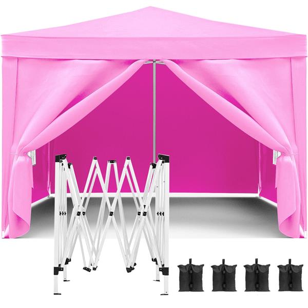 10x10'Pop Up Canopy Outdoor Portable Party Folding Tent with 4 Removable Sidewalls + Carry Bag + 4pcs Weight Bag