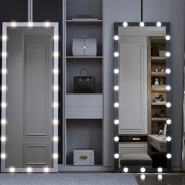 Hollywood Full Length Mirror with Lights Full Body Vanity Mirror with 3 Color Modes Lighted Standing Floor Mirror for Dressing Room Bedroom Wall Mounted Touch Control Silver 63"x24"